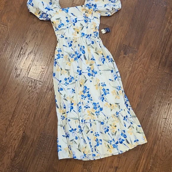 Express Blue and Yellow Floral Midi Dress - Picture 1 of 9